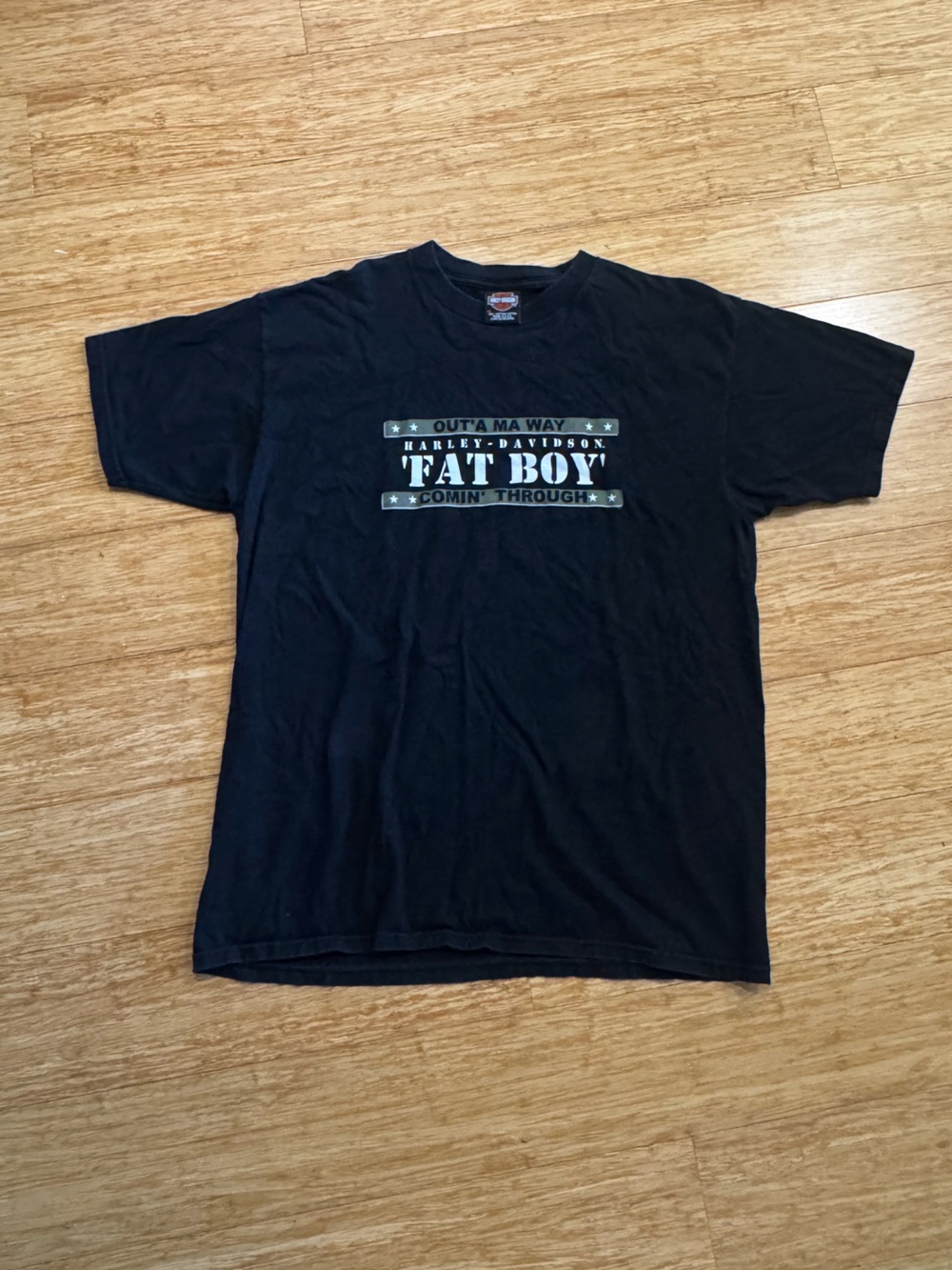 Harley Davidson ‘02 Virginia Beach Out’a Ma Way Fat Boy Comin’ Through black tee